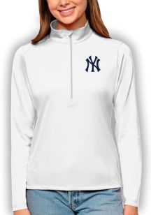 Antigua NY Yankees Womens White Tribute 1/4 Zip Pullover