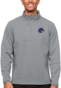Antigua Boise State Broncos Mens Grey Course Long Sleeve 1/4 Zip Pullover