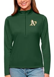 Antigua Oakland Athletics Womens Green Tribute 1/4 Zip Pullover