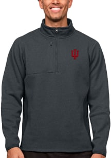 Antigua Indiana Hoosiers Mens Charcoal Course Long Sleeve 1/4 Zip Pullover