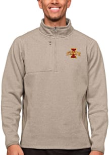 Antigua Iowa State Cyclones Mens Oatmeal Course Long Sleeve 1/4 Zip Pullover