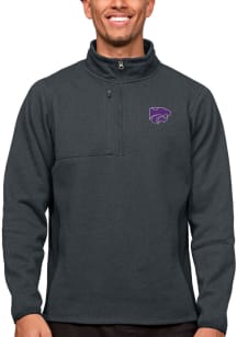 Antigua K-State Wildcats Mens Charcoal Course Long Sleeve 1/4 Zip Pullover