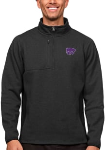 Antigua K-State Wildcats Mens Black Course Long Sleeve 1/4 Zip Pullover