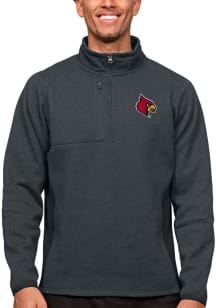 Antigua Louisville Cardinals Mens Charcoal Course Long Sleeve 1/4 Zip Pullover