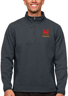 Antigua Maryland Terrapins Mens Charcoal Course Long Sleeve 1/4 Zip Pullover