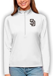 Antigua San Diego Padres Womens White Tribute 1/4 Zip Pullover