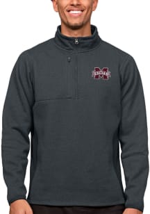 Antigua Mississippi State Bulldogs Mens Charcoal Course Long Sleeve 1/4 Zip Pullover