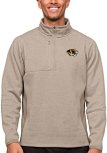 Antigua Missouri Tigers Mens Oatmeal Course Long Sleeve 1/4 Zip Pullover
