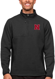 Antigua Nebraska Cornhuskers Mens Black Course Long Sleeve 1/4 Zip Pullover