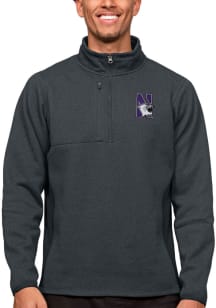 Antigua Northwestern Wildcats Mens Charcoal Course Long Sleeve 1/4 Zip Pullover