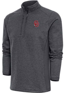 Antigua Oklahoma Sooners Mens Charcoal Course Long Sleeve 1/4 Zip Pullover