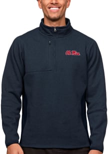 Antigua Ole Miss Rebels Mens Navy Blue Course Long Sleeve 1/4 Zip Pullover