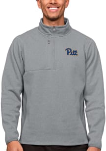 Antigua Pitt Panthers Mens Grey Course Long Sleeve 1/4 Zip Pullover