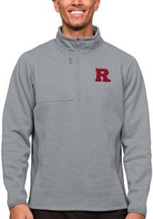 Antigua Rutgers Scarlet Knights Mens Grey Course Long Sleeve 1/4 Zip Pullover
