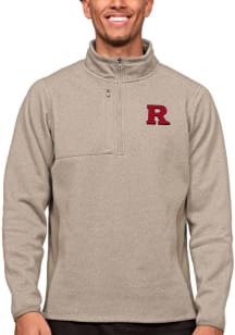 Antigua Rutgers Scarlet Knights Mens Oatmeal Course Long Sleeve 1/4 Zip Pullover