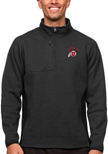 Antigua Utah Utes Mens Black Course Long Sleeve 1/4 Zip Pullover