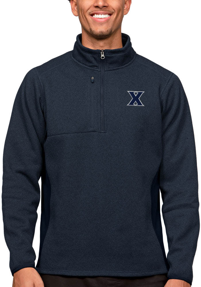 Antigua Xavier Musketeers Mens Navy Blue Course Long Sleeve Qtr Zip Pullover