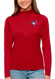 Antigua Toronto Blue Jays Womens Red Tribute 1/4 Zip Pullover