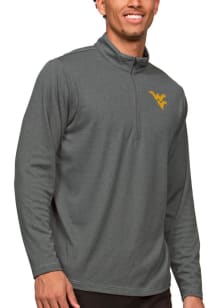Antigua West Virginia Mountaineers Mens Charcoal Epic Long Sleeve 1/4 Zip Pullover
