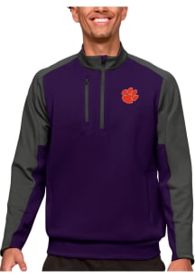 Antigua Clemson Tigers Mens Purple Team Long Sleeve 1/4 Zip Pullover