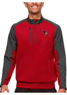 Antigua Illinois State Redbirds Mens Red Team Long Sleeve 1/4 Zip Pullover