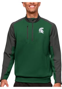 Antigua Michigan State Spartans Mens Green Team Long Sleeve 1/4 Zip Pullover
