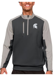 Antigua Michigan State Spartans Mens Grey Team Long Sleeve 1/4 Zip Pullover