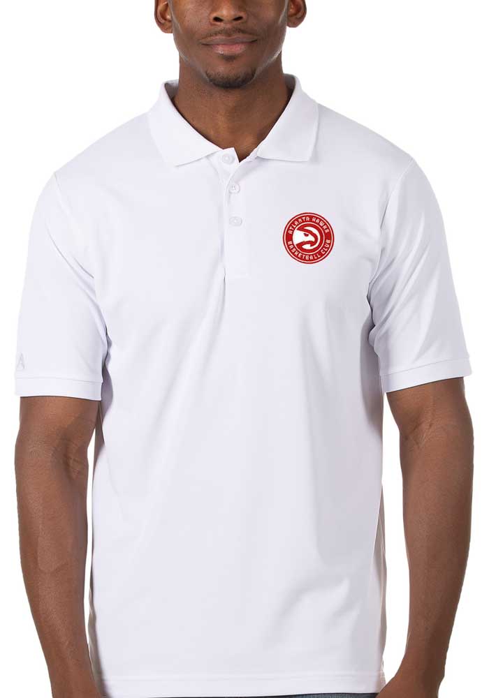 Antigua Atlanta Hawks Mens White Legacy Pique Short Sleeve Polo