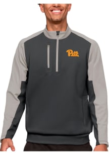 Antigua Pitt Panthers Mens Grey Team Long Sleeve 1/4 Zip Pullover