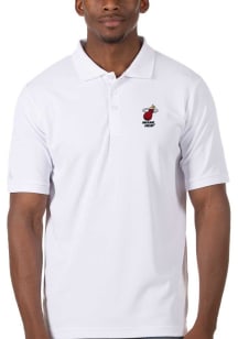 Antigua Miami Heat Mens White Legacy Pique Short Sleeve Polo