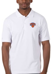 Antigua New York Knicks Mens White Legacy Pique Short Sleeve Polo