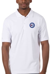 Antigua Philadelphia 76ers Mens White Legacy Pique Short Sleeve Polo
