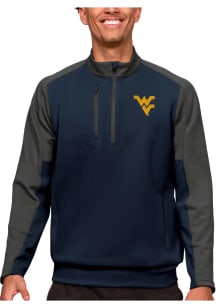 Antigua West Virginia Mountaineers Mens Grey Team Long Sleeve 1/4 Zip Pullover