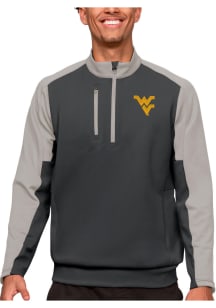 Antigua West Virginia Mountaineers Mens Grey Team Long Sleeve 1/4 Zip Pullover