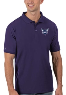 Antigua Charlotte Hornets Mens Purple Legacy Pique Short Sleeve Polo