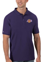 Antigua Los Angeles Lakers Mens Purple Legacy Pique Short Sleeve Polo