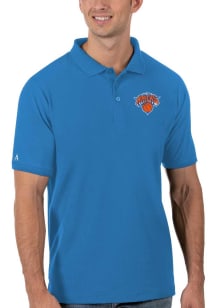 Antigua New York Knicks Mens Blue Legacy Pique Short Sleeve Polo