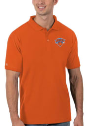Antigua New York Knicks Mens Orange Legacy Pique Short Sleeve Polo