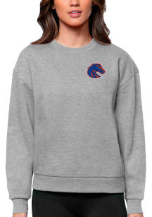 Antigua Boise State Broncos Womens Grey Victory Crew Sweatshirt