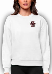 Antigua Boston College Eagles Womens White Victory Crew Sweatshirt