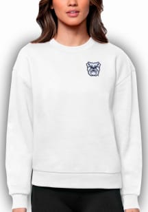 Antigua Butler Bulldogs Womens White Victory Crew Sweatshirt