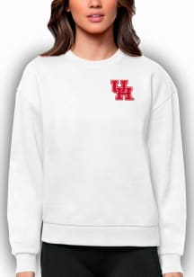 Antigua Houston Cougars Womens White Victory Crew Sweatshirt
