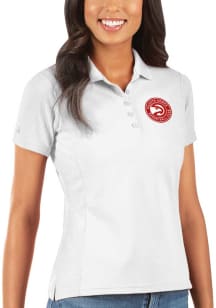 Antigua Atlanta Hawks Womens White Legacy Pique Short Sleeve Polo Shirt