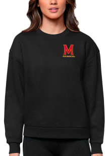 Antigua Maryland Terrapins Womens Black Victory Crew Sweatshirt
