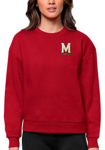 Womens Maryland Terrapins Red Antigua Victory Crew Sweatshirt