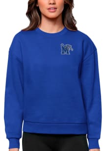 Antigua Memphis Tigers Womens Blue Victory Crew Sweatshirt