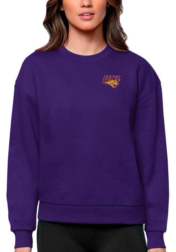 Antigua Northern Iowa Panthers Womens Purple Victory Crew Sweatshirt