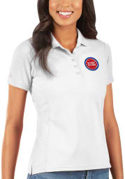 Antigua Detroit Pistons Womens White Legacy Pique Short Sleeve Polo Shirt