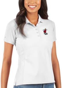 Antigua Miami Heat Womens White Legacy Pique Short Sleeve Polo Shirt