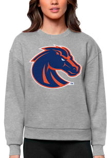 Antigua Boise State Broncos Womens Grey Victory Crew Sweatshirt